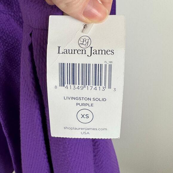 NWT Lauren James Livingston Purple Dress Sz XS TCU Seersucker Preppy Back Bow - Picture 7 of 13